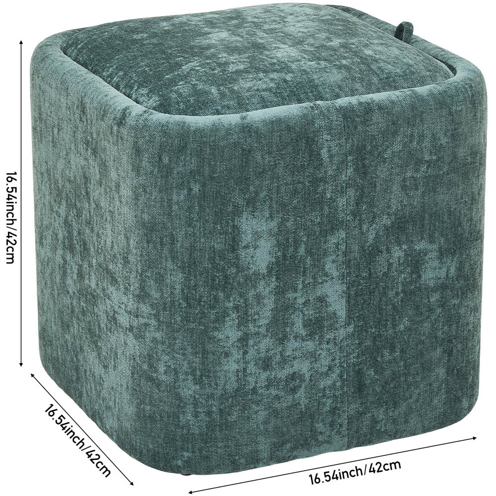Living and Home Green Chenille Cube Storage Ottoman with Reversible Lid Image 9