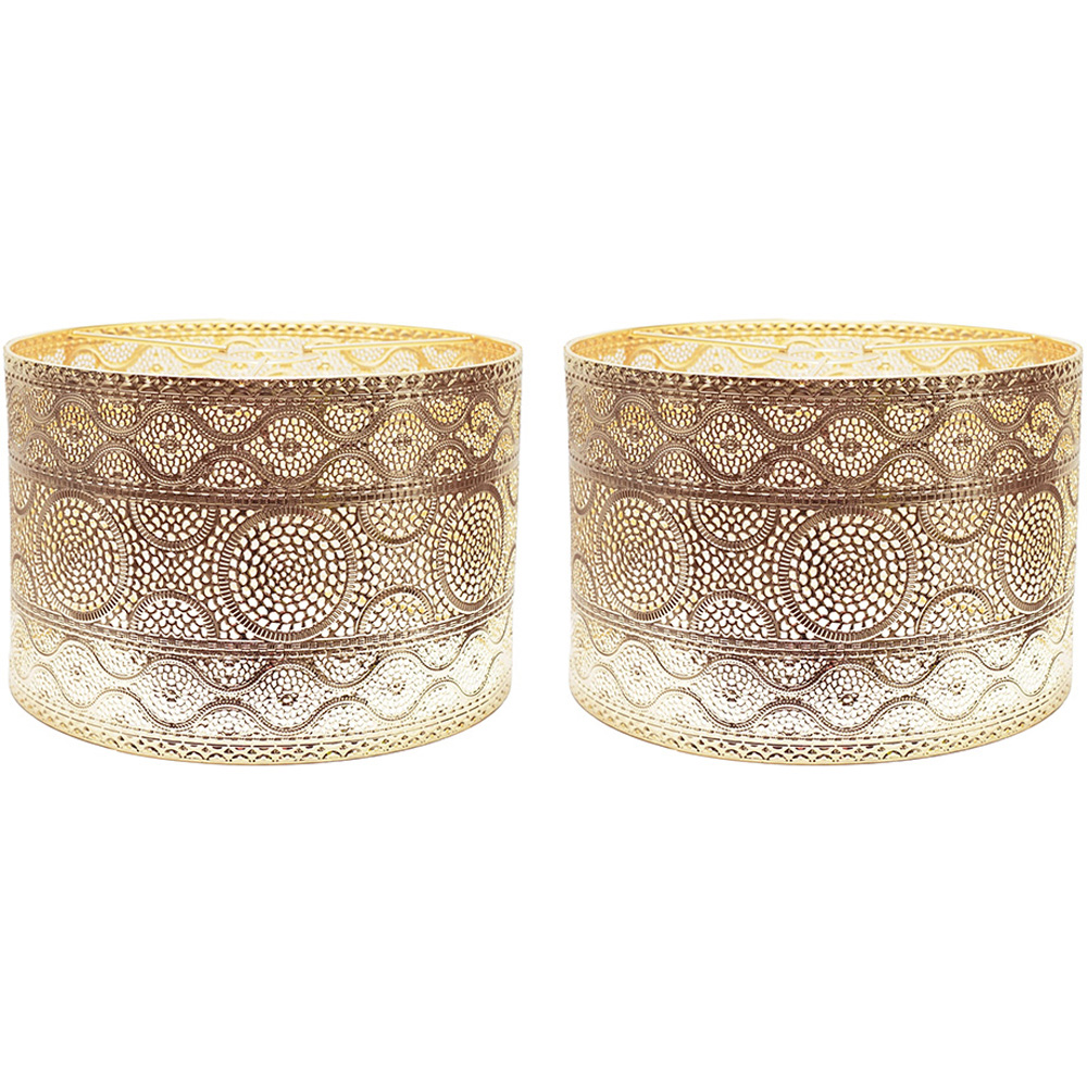 ValueLights Casablanca Gold Metal Ceiling Lamp Shade 2 Pack Image 1