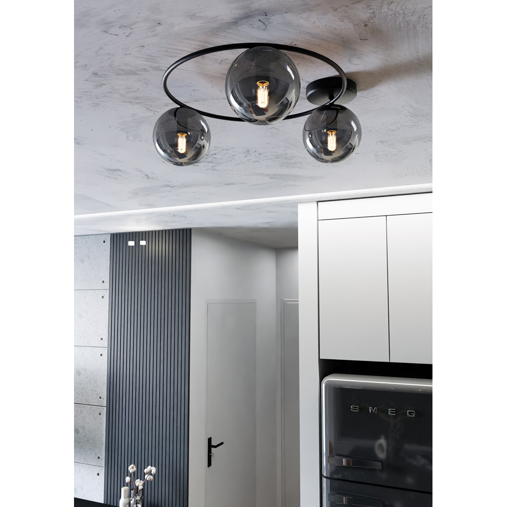 Emibig Sopra 3 Light Graphite Shade Black E14 Ceiling Light Image 8