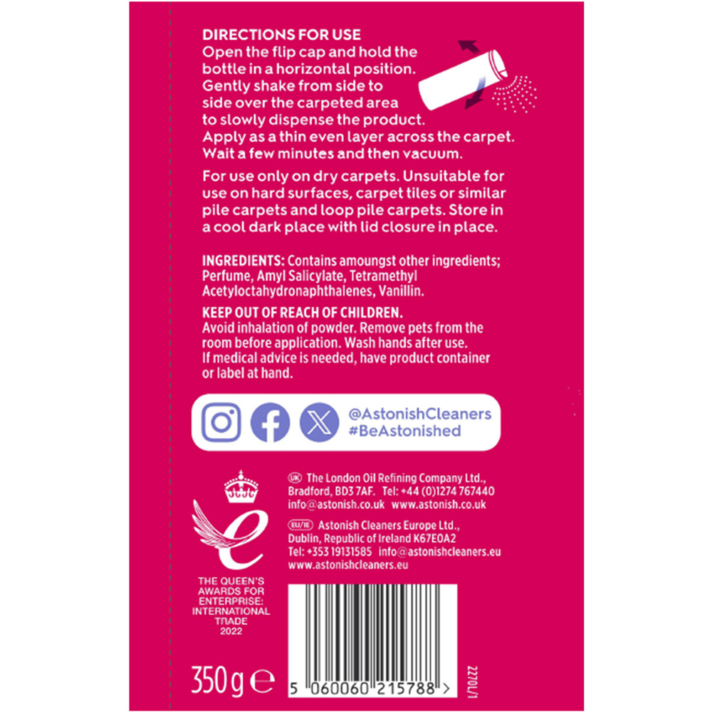 Astonish Shake and Fresh Carpet Freshener Frosted Cherry Image 2