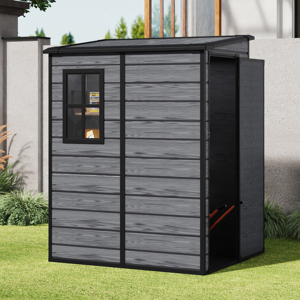 Living and Home 5 x 4ft Plastic Pent Garden Storage Shed with Window Image 6