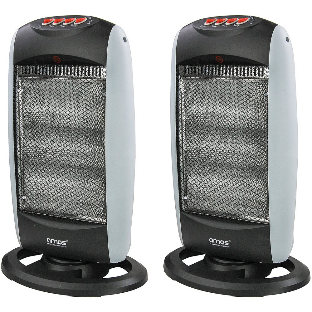 AMOS Black 3 Bar Halogen Heater 1200W 2 Pack Image 1