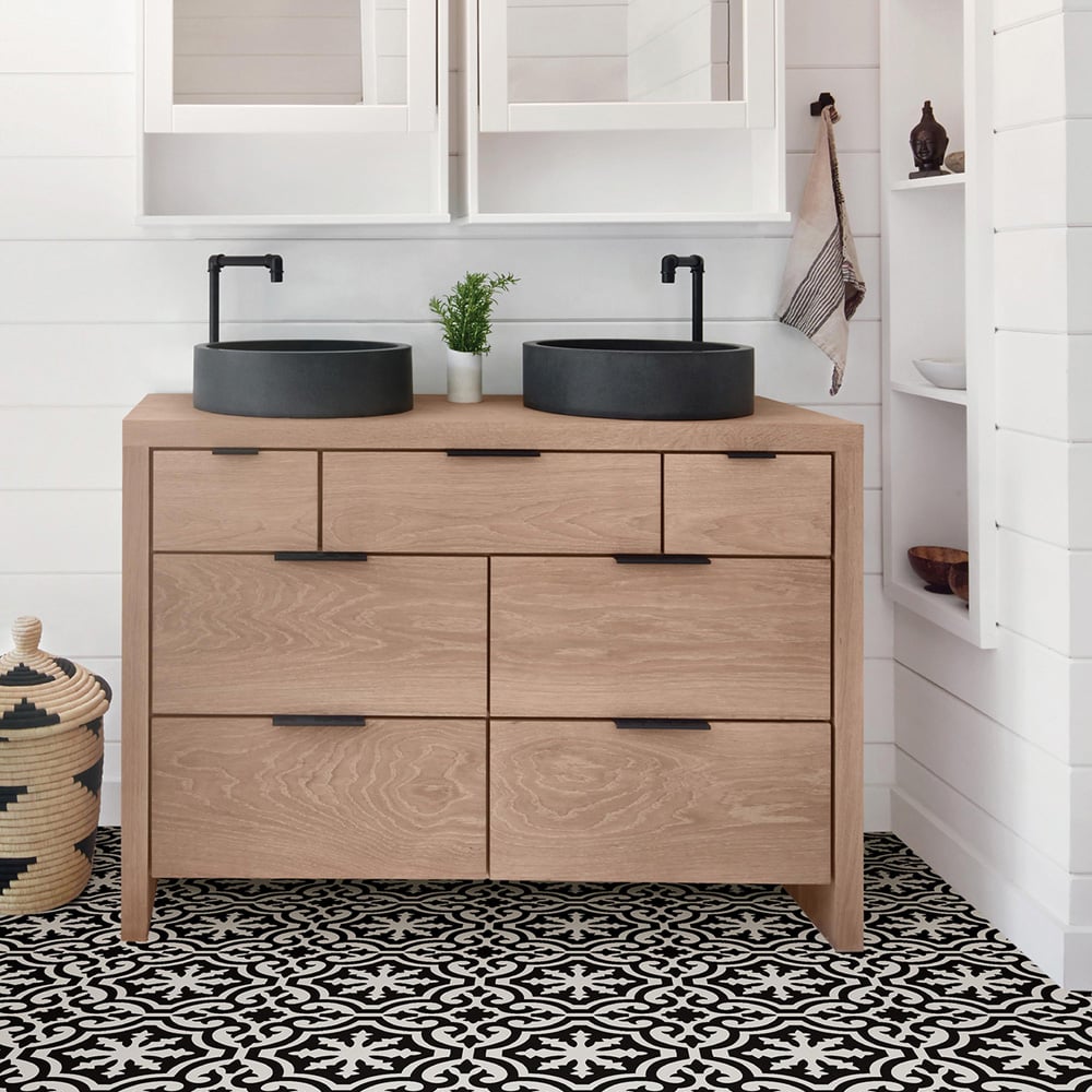 Floorpops Parma Black and White Peel and Stick Floor Tile 30.48 x 30.48cm 10 Pack Image 6