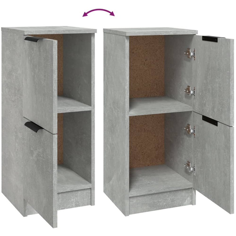 vidaXL 2 Drawer Concrete Grey Sideboard 2 Pack Image 7