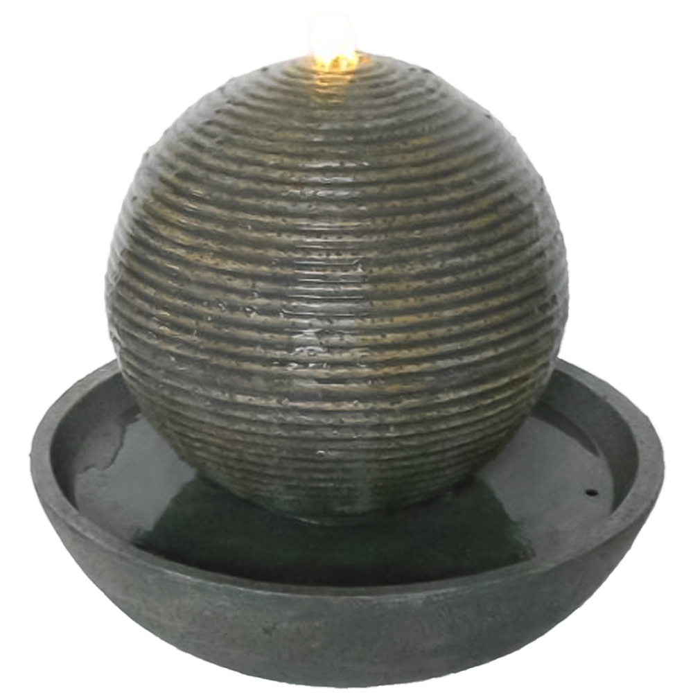 Tranquillity Ribbed Sphere Solar Powered LED Water Feature 40cm Image