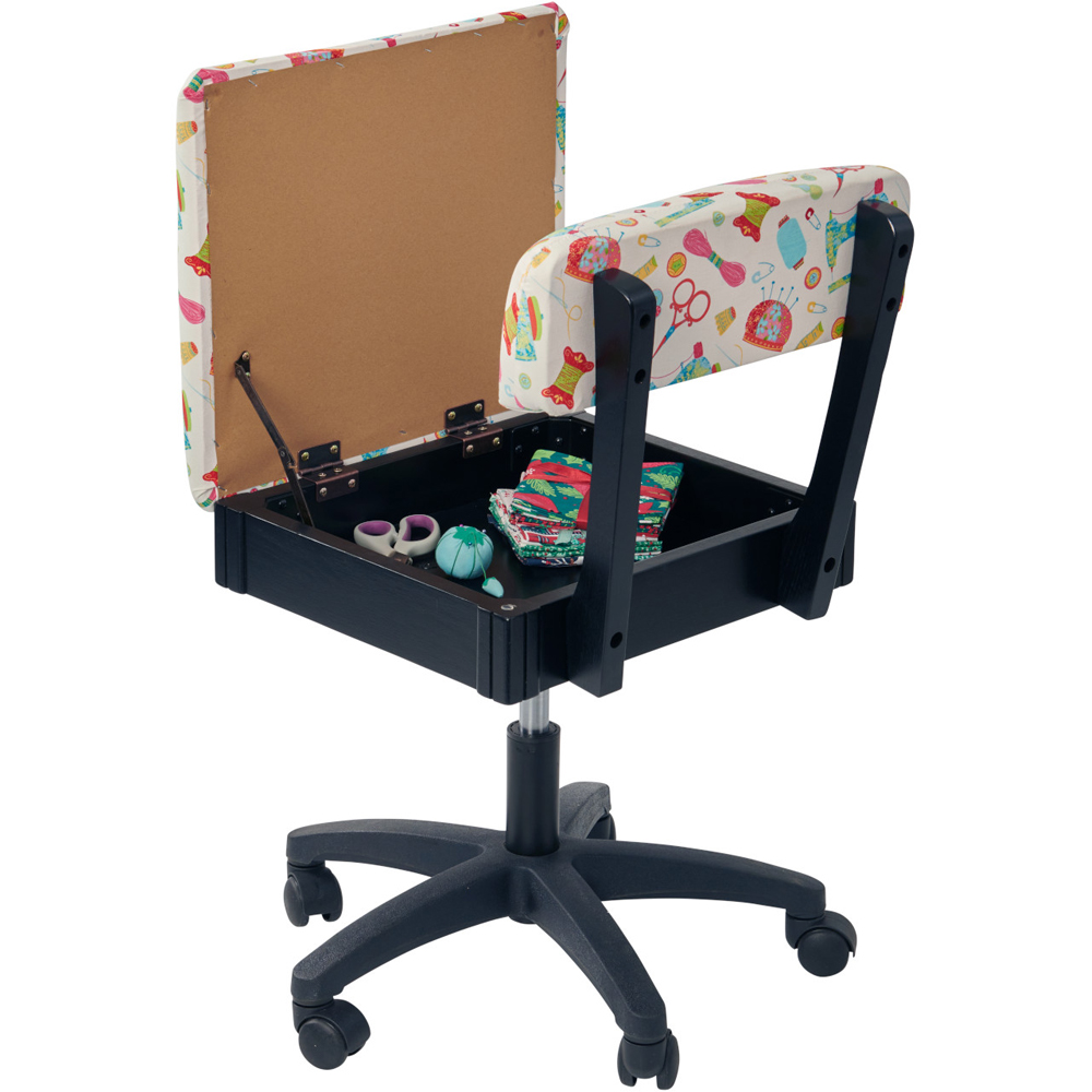Sewing Online HT2017 White Multi Notions Design Hydraulic Sewing Chair with Underseat Storage Image 2