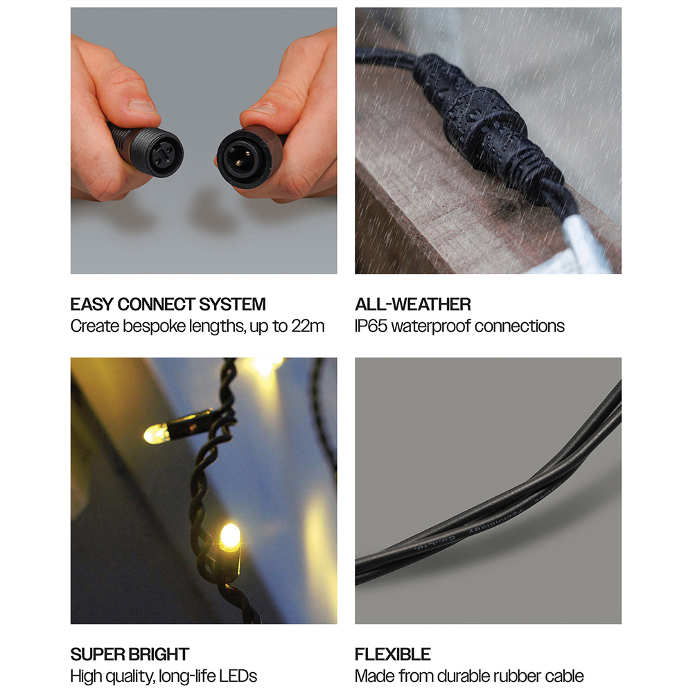 Eagle Connect Warm White LED Black Icicle Light 15m Image 5
