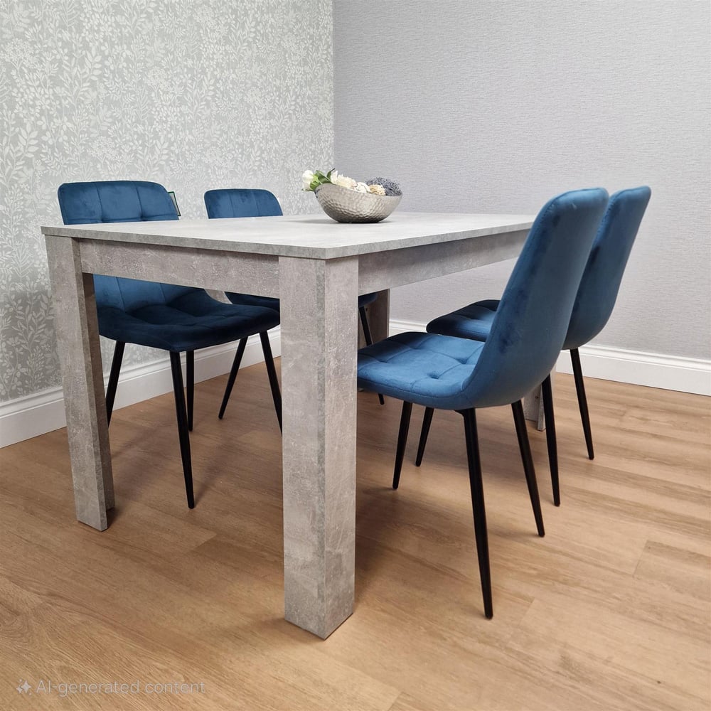 Kosy Koala Rocco 4 Seater Wooden Velvet Dining Set Stone Grey and Blue Image 7