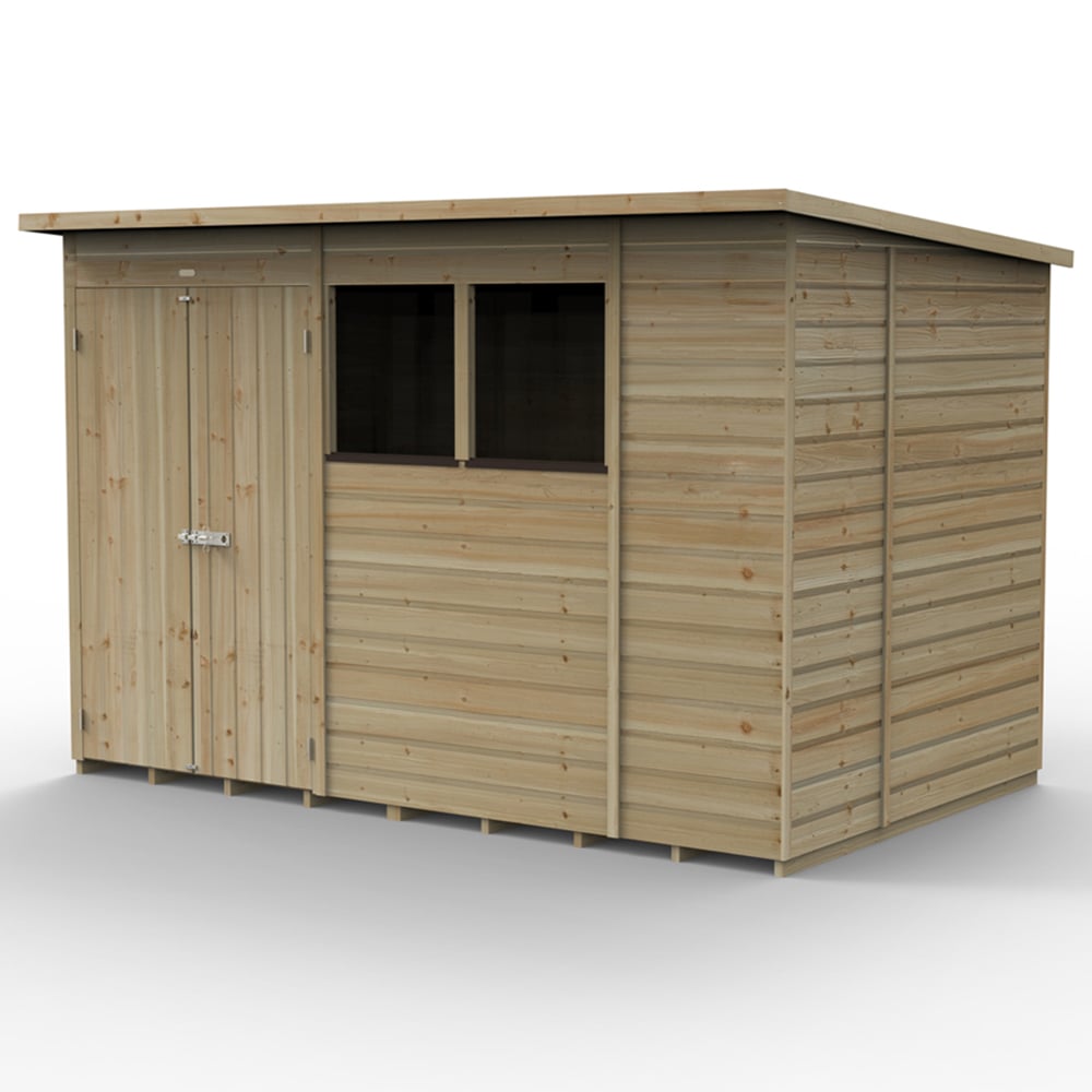Forest Garden 10 x 6ft Beckwood Double Door 2 Window Pent Shed Image 3