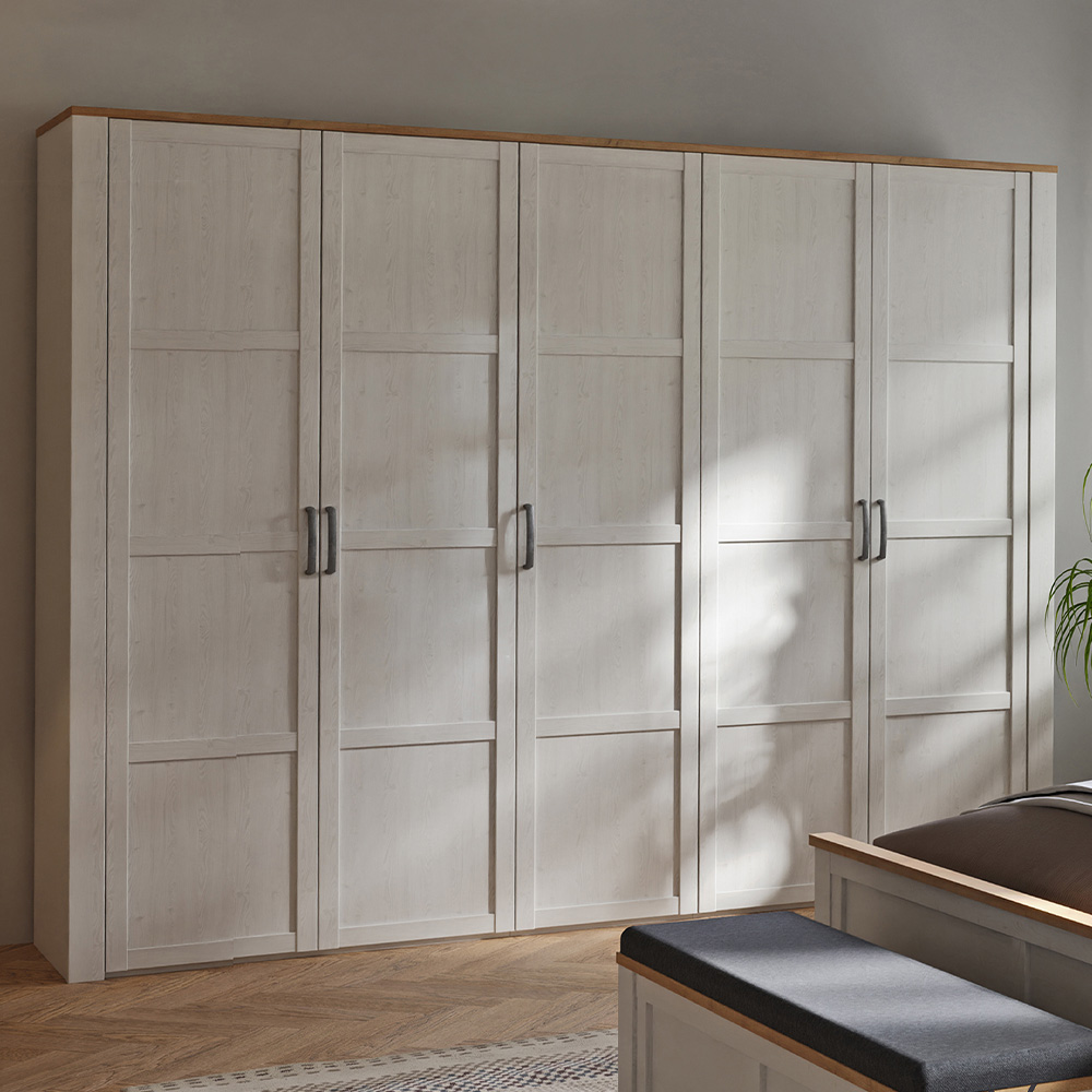 Florence 5 Door Riviera Oak and White Wardrobe Image 1