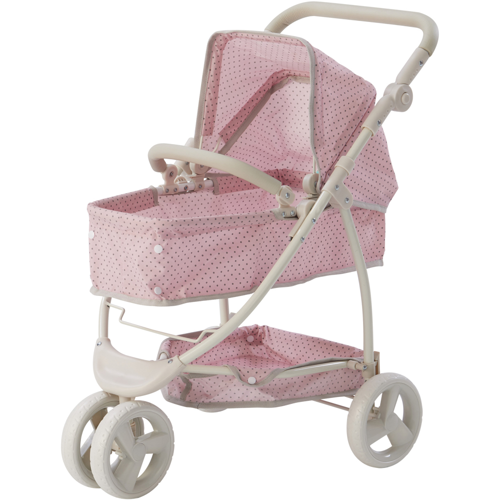 Teamson Kids Olivia's Little World 2 in 1 Pink and Grey Polka Dots Princess Baby Doll Stroller Image 1