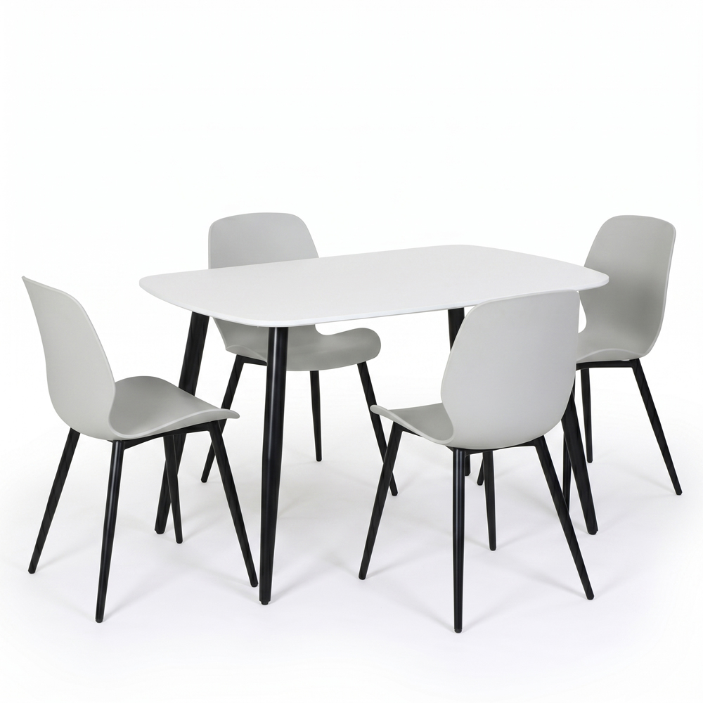Core Products Aspen Carnaby 4 Seater Plastic Rectangular Dining Set White and Light Grey Image 2