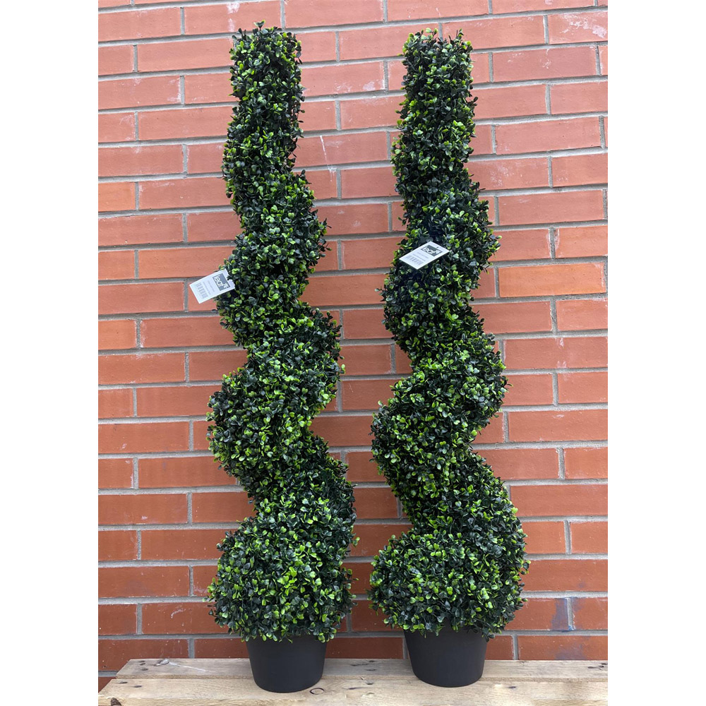 Leaf Natural Boxwood Spiral Topiary Artificial Tree in Pot 4ft Image 9
