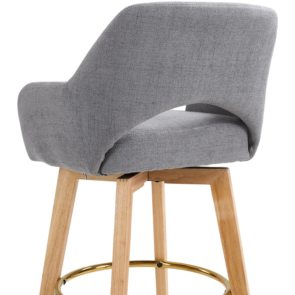 Living and Home Grey Chenille Swivel Bar Stool with Footrest Set of 2 Image 6