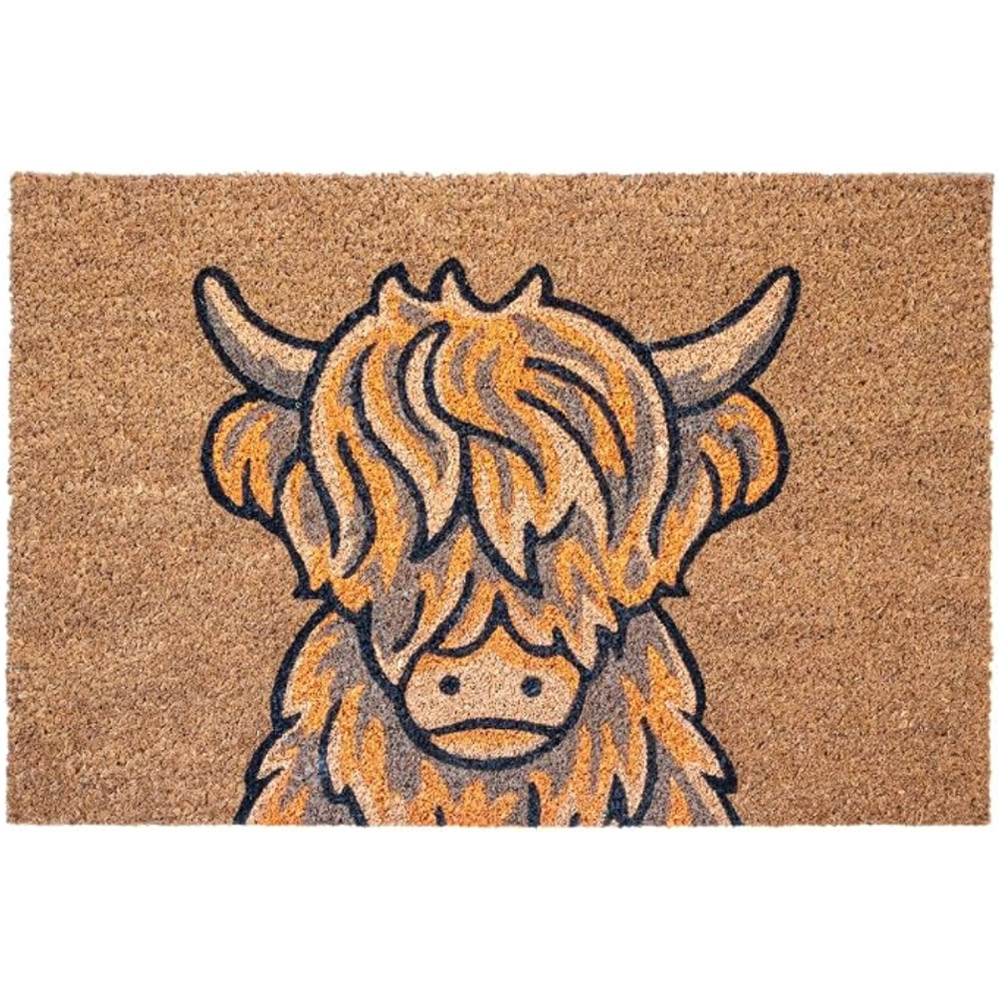 Marco Paul Highland Cow Coir Door Mat 60 x 40cm Image 1