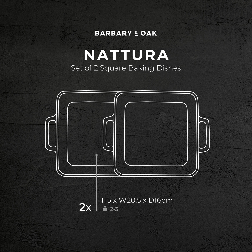 Barbary & Oak Nattura 20.5cm Set of 2 Cashmere Stoneware Square Baking Dish Image 9
