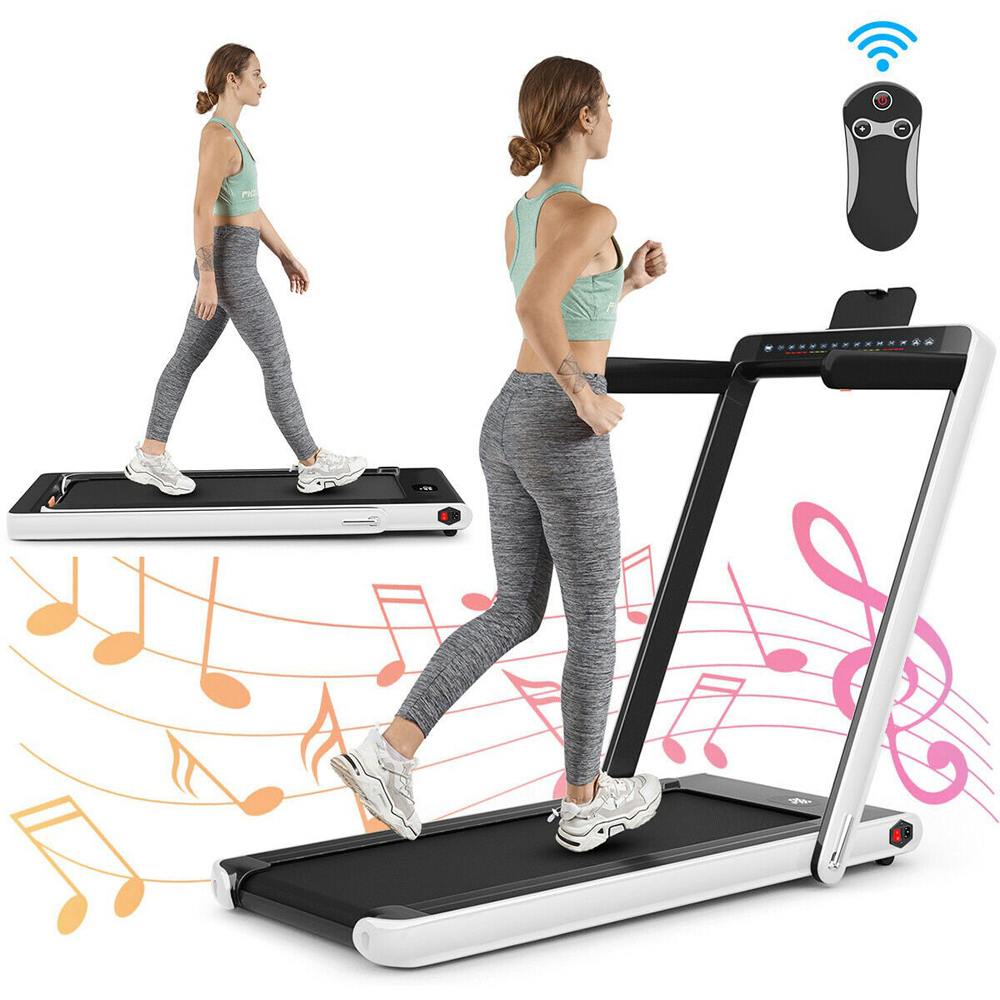 Costway 2 in 1 White Electric Folding Under Desk Treadmill with Bluetooth Image 3