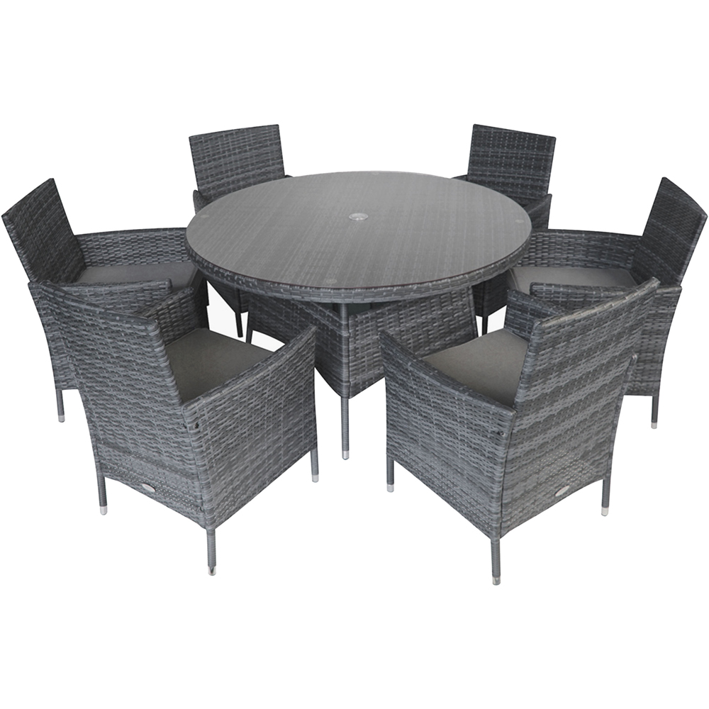 Charles Bentley 6 Seater Rattan Dining Set Grey Image 2