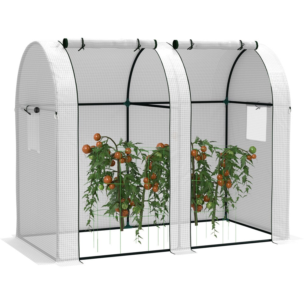 Outsunny White PE Cover 6 x 3ft Tomato Greenhouse with 2 Roll Up Doors Image 1