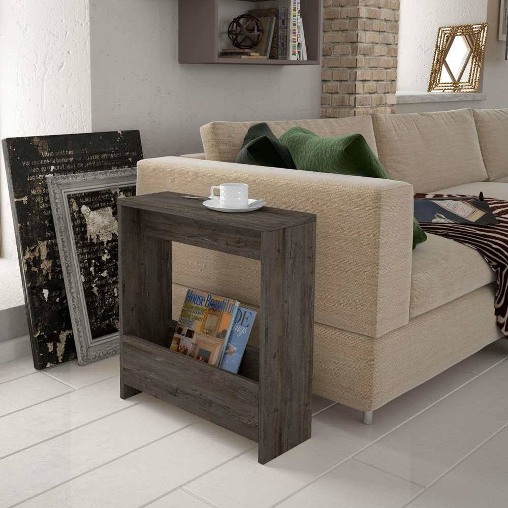 Decortie Simpi Single Shelf Dark Coffee Modern Side End Table Image 6