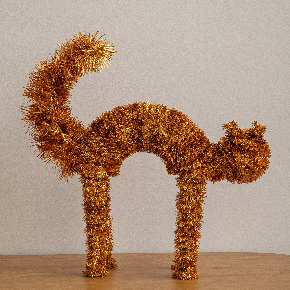 Samuel Alexander Orange Tinsel Standing Scaredy Cat Halloween Decoration 42cm Image 8
