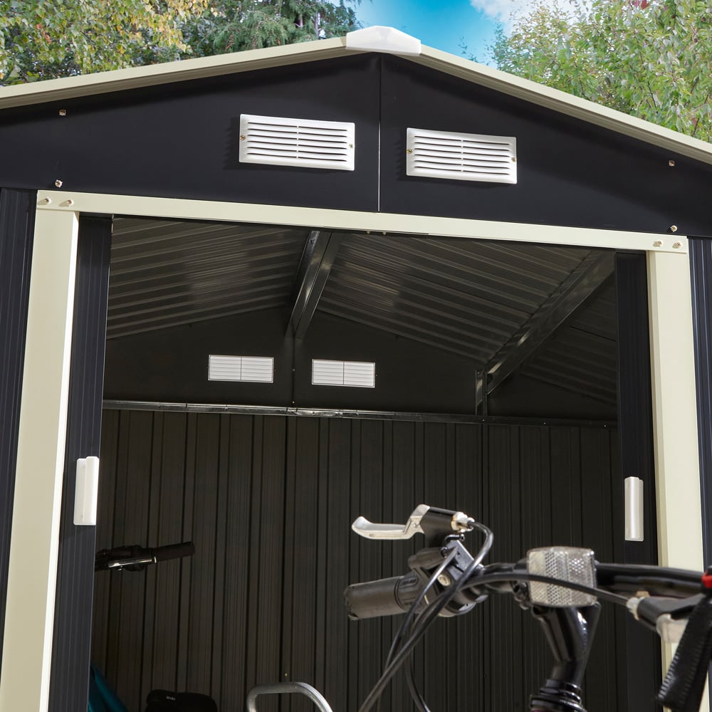 Rowlinson Trentvale Metal Apex Shed Dark Grey with Foundation Kit 8 x 6ft Image 7