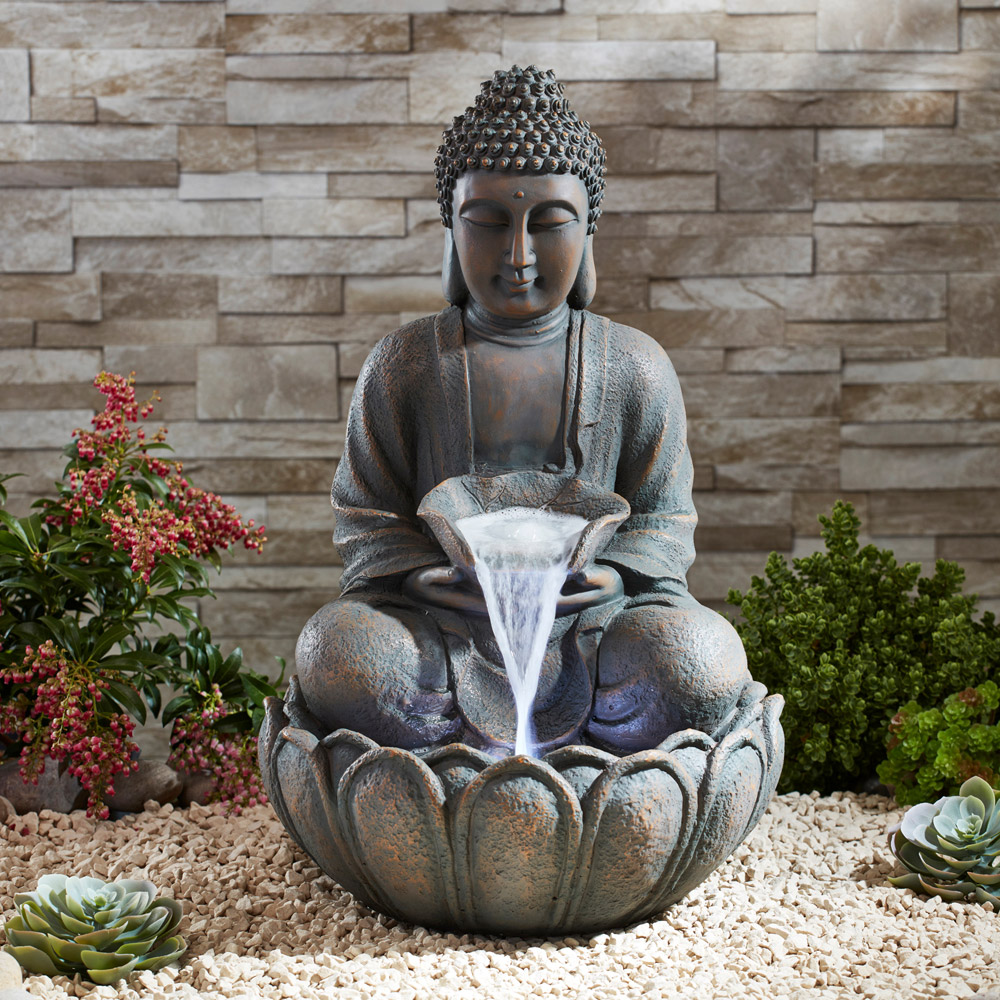 Garden Gear Serenity Bronze Sitting Buddha Water Feature Image 2
