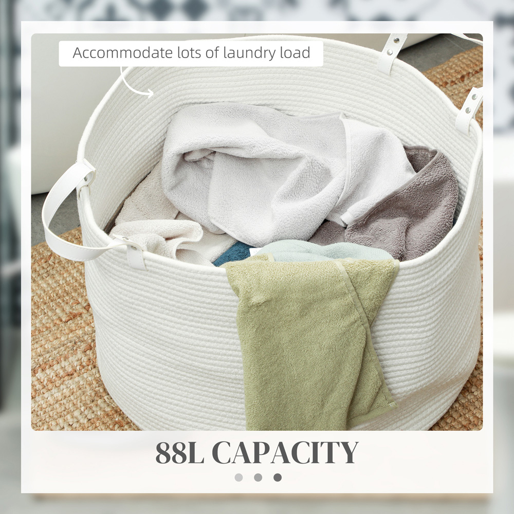 HOMCOM Cream Cotton Rope Laundry Basket 88L Image 5
