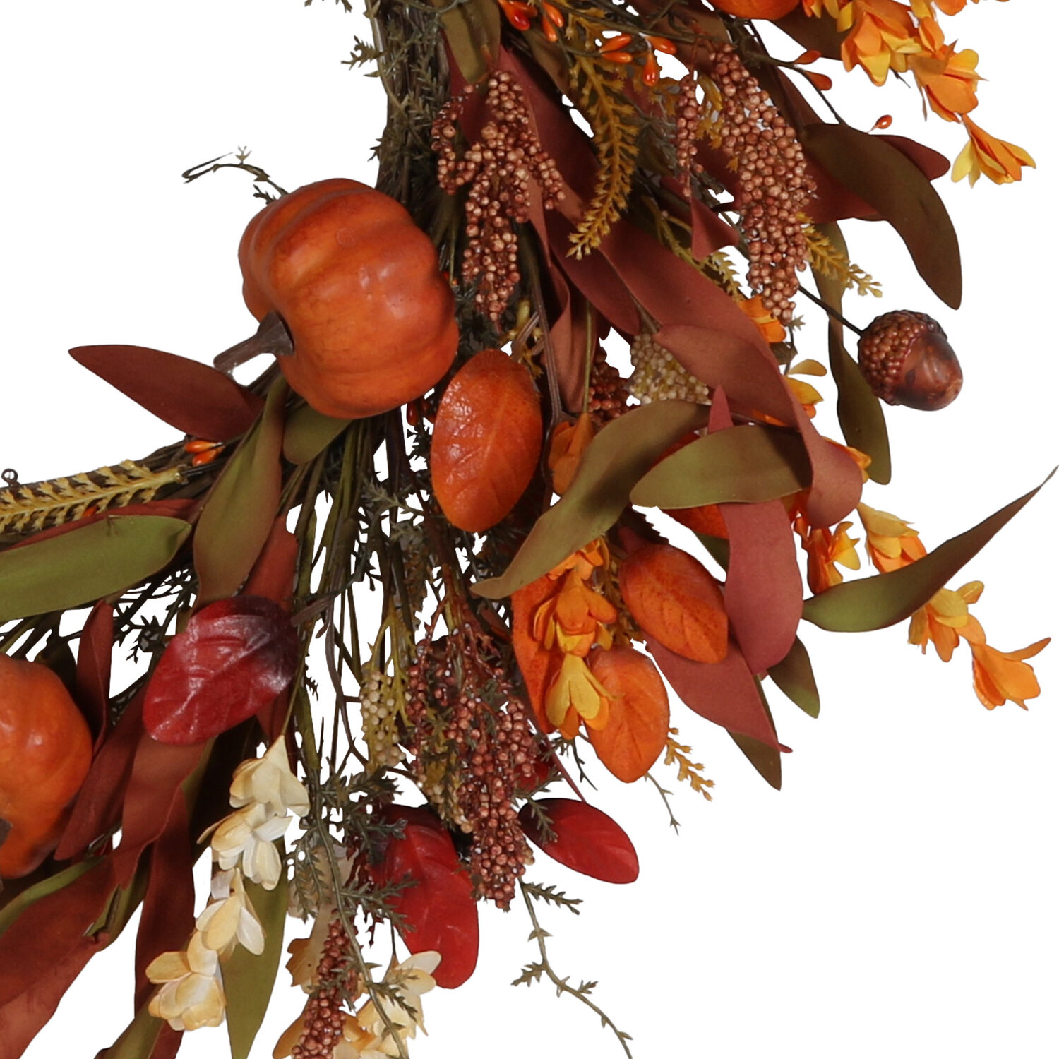 Autumnal Pumpkin Foliage Wreath - Orange Image 3