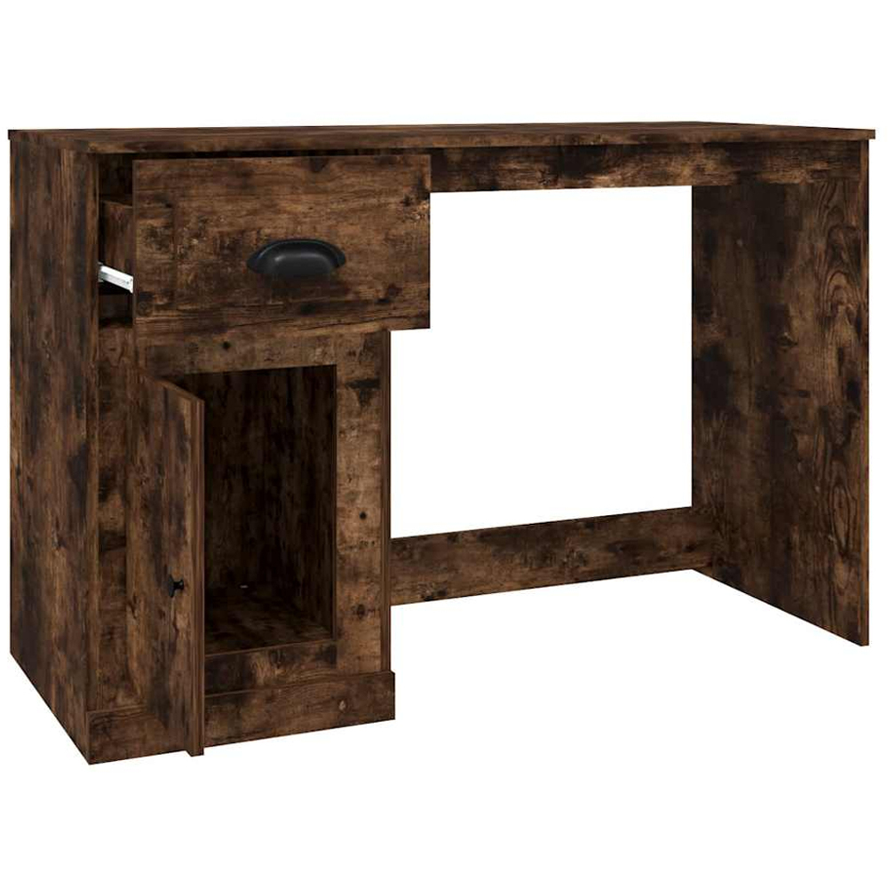 vidaXL Single Door Single Drawer Study Desk Smoked Oak Image 6