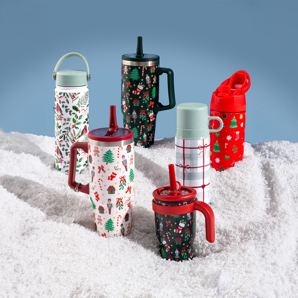 Festive Robin Stainless Steel Bottle with Lid Image 2