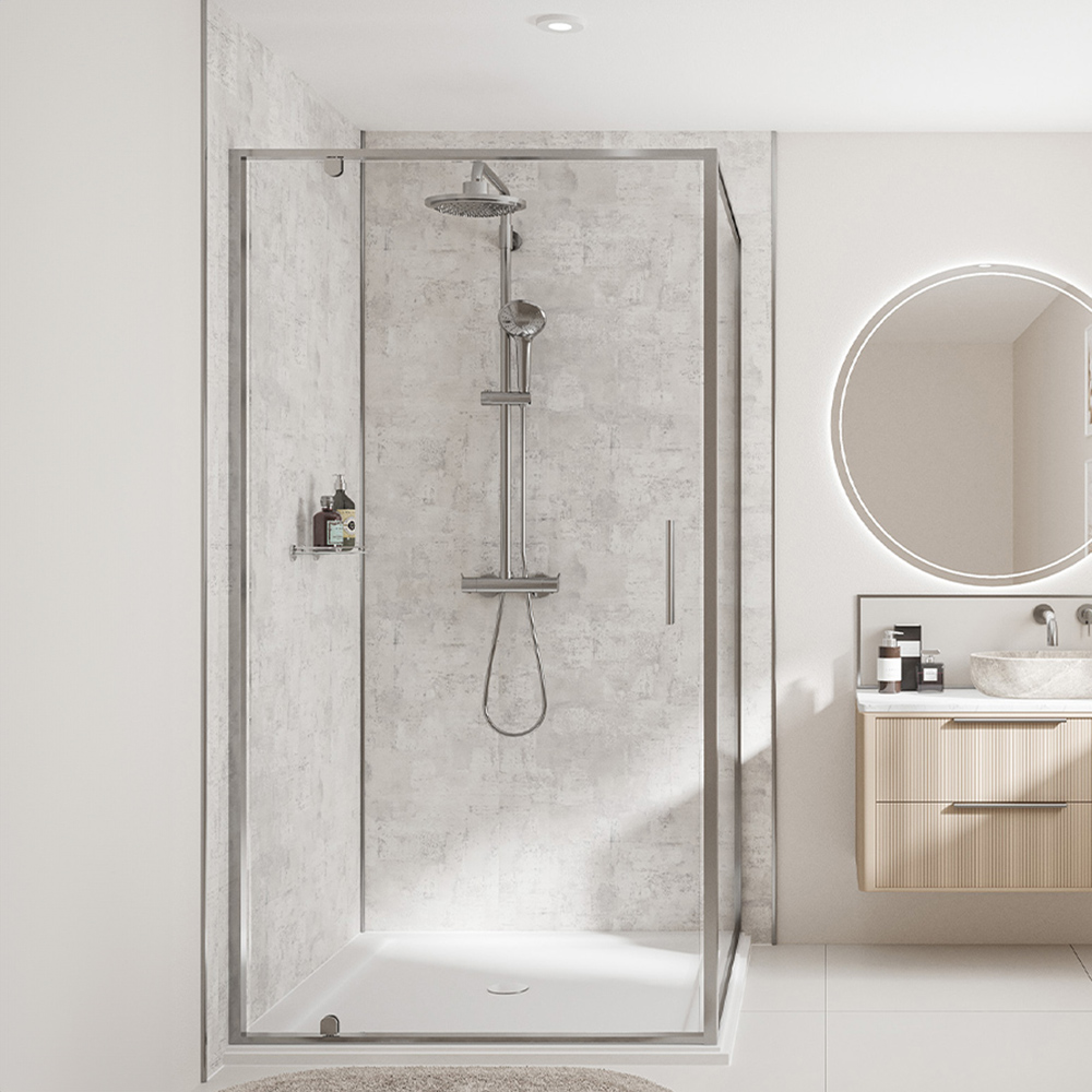 Wetwall Mermaid 2420 x 1185mm Light Stone Tongue and Groove Plywood Shower Wall Panel Image 1