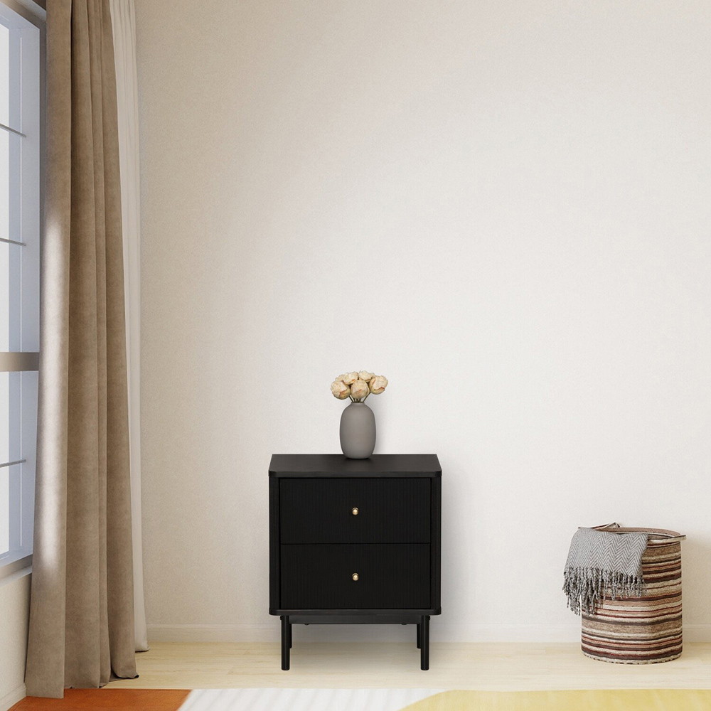 Emilia 2 Drawer Black Bedside Table Image 2