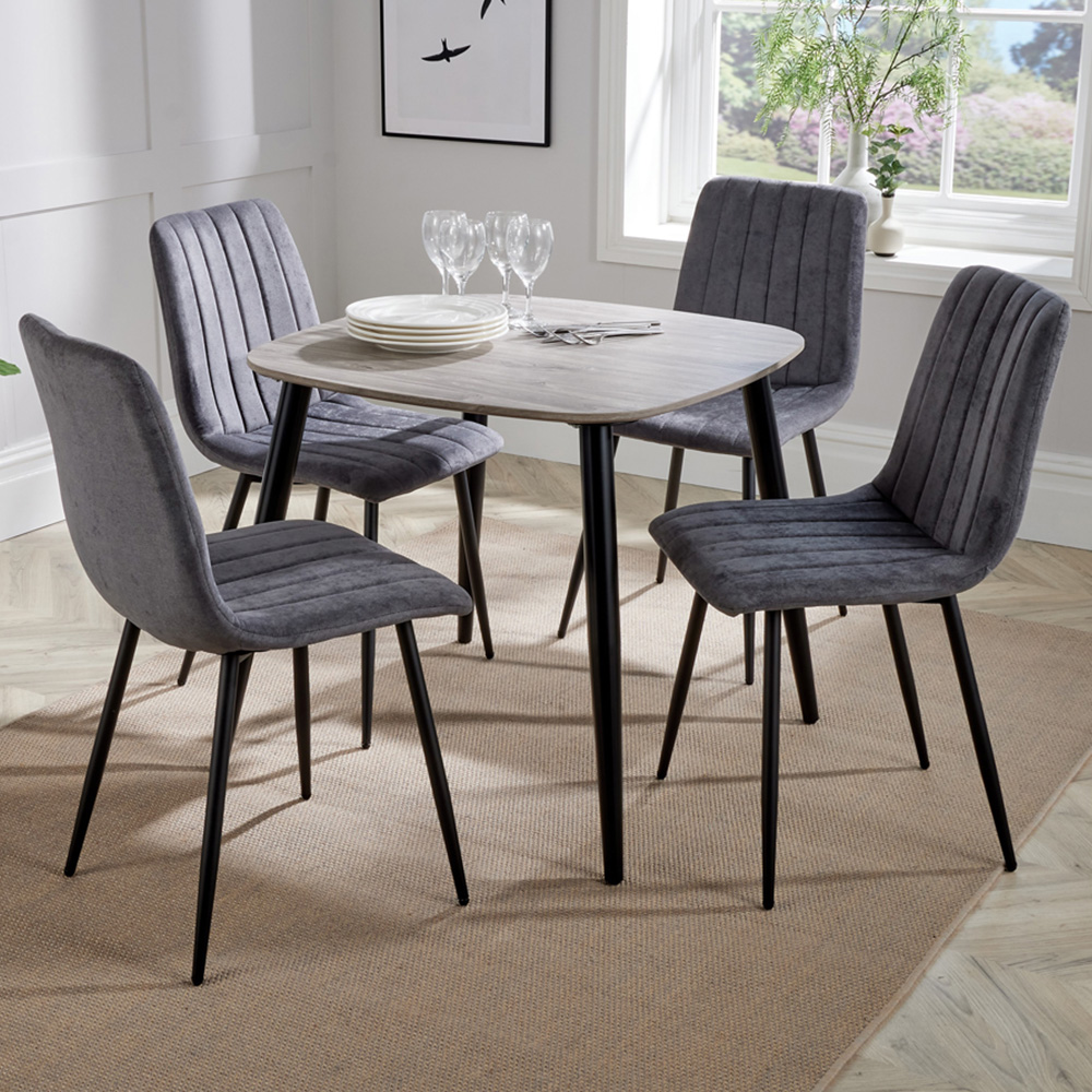 Core Products Aspen 4 Seater Square Dining Set Grey Oak and Grey Image 1