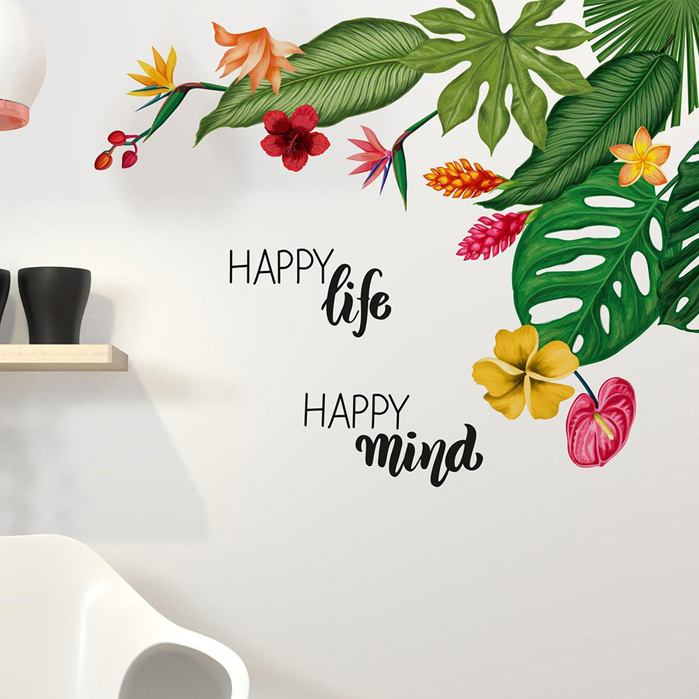 Walplus Flower Theme Tropical Summer Vibes Self Adhesive Wall Stickers Image 1