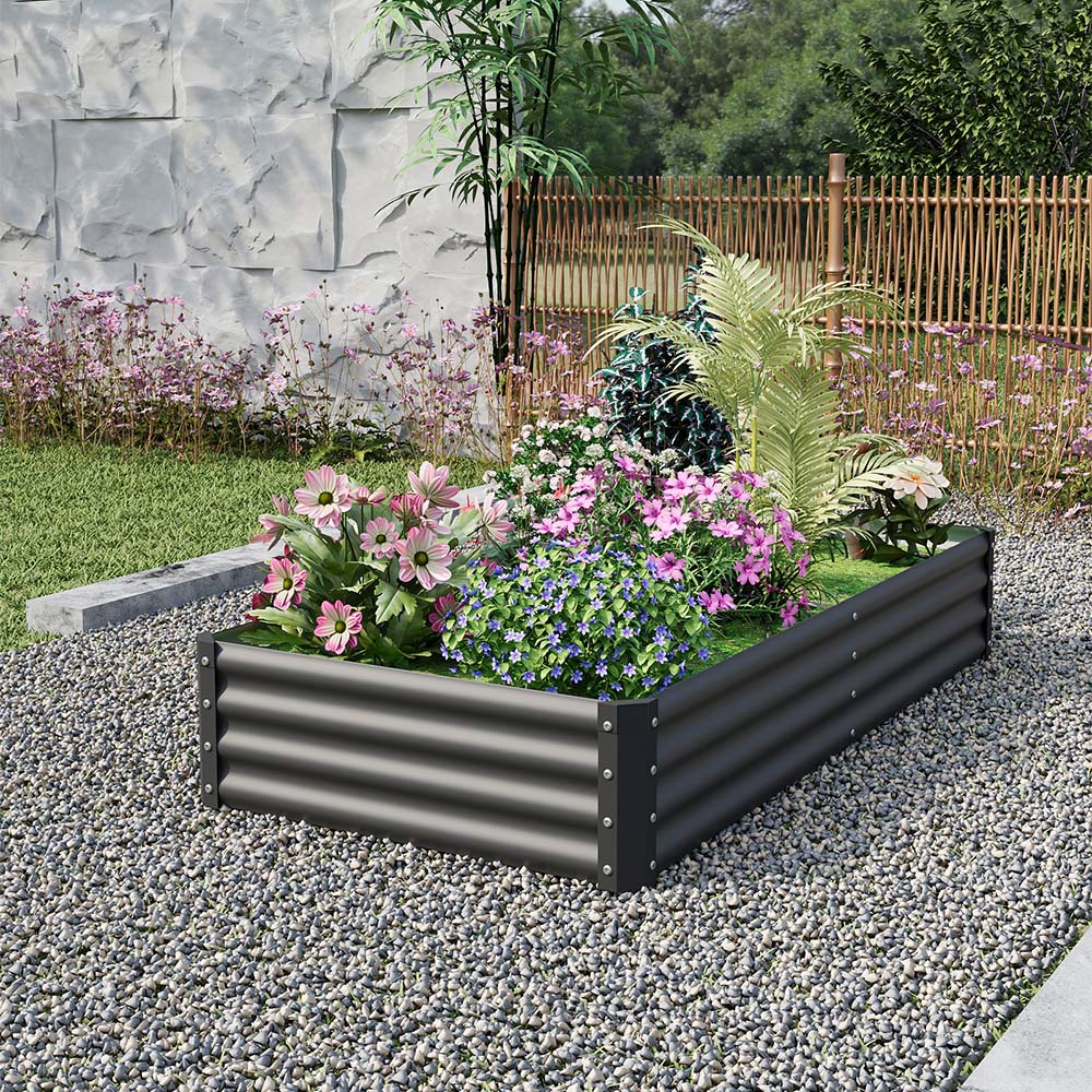 Living and Home Black Large Rectangular Galvanised Steel Raised Garden Bed 180 x 90cm Image 7