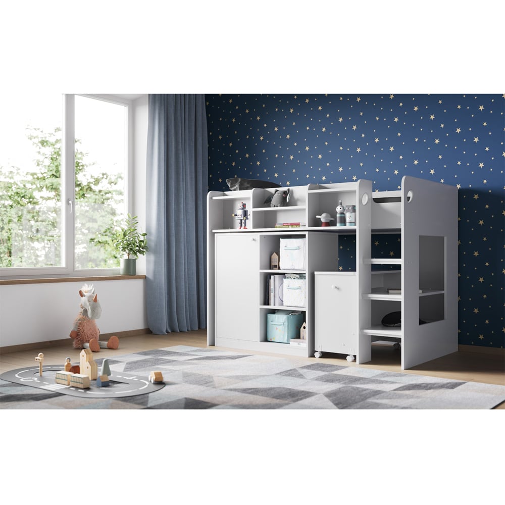 Flair Wizard Junior Single White High Sleeper Work Station Image 5
