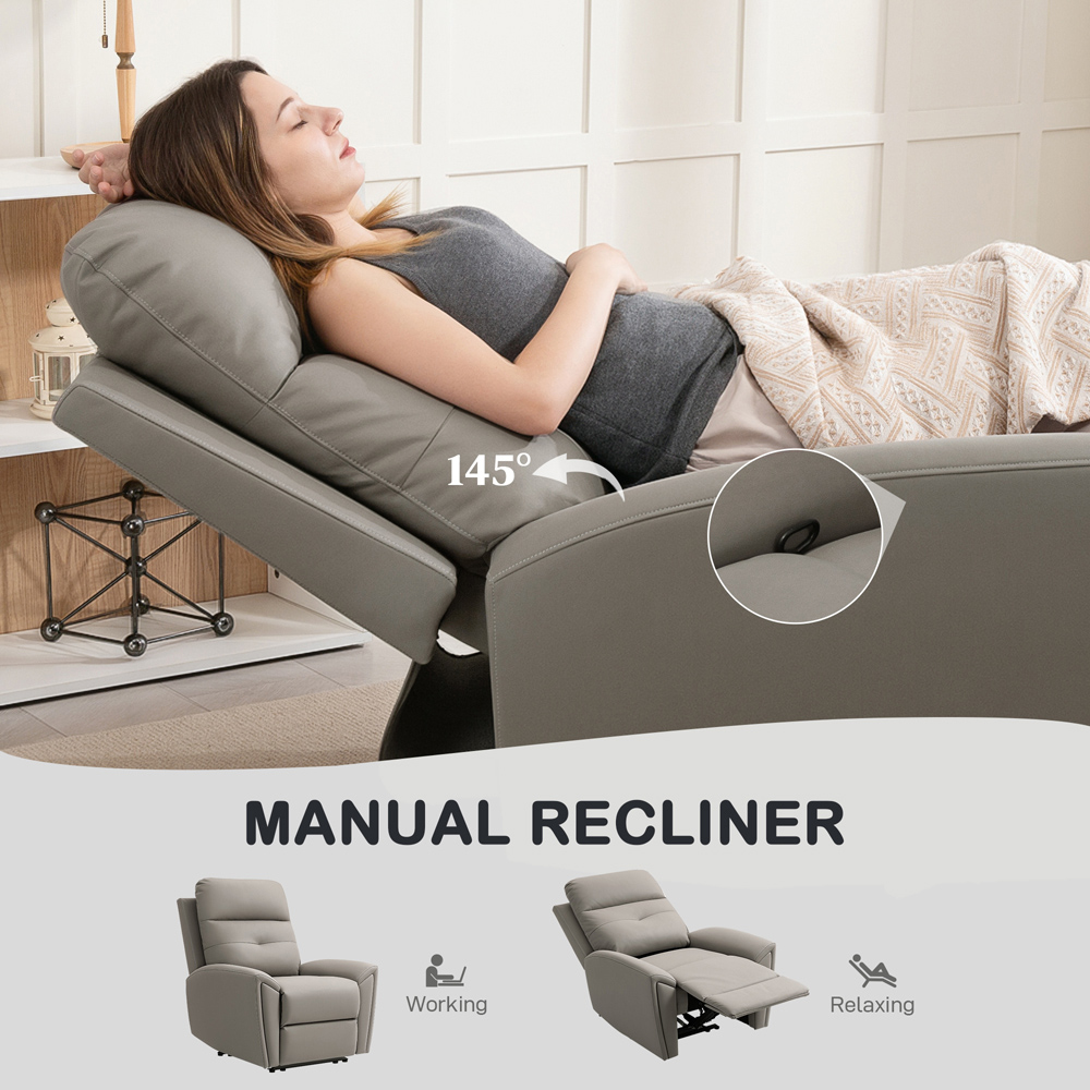 HOMCOM Grey Manual Recliner Armchair Image 4