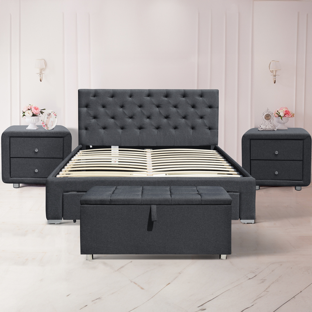 Brooklyn Grey Linen 3 Piece Bedroom Furniture Set Image 1