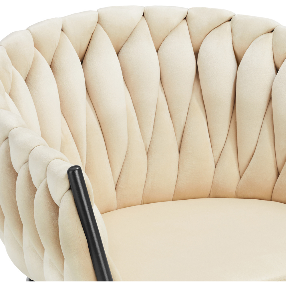 tectake Astano Set of 6 Sand Velvet Padded Knot Design Dining Chair Image 7