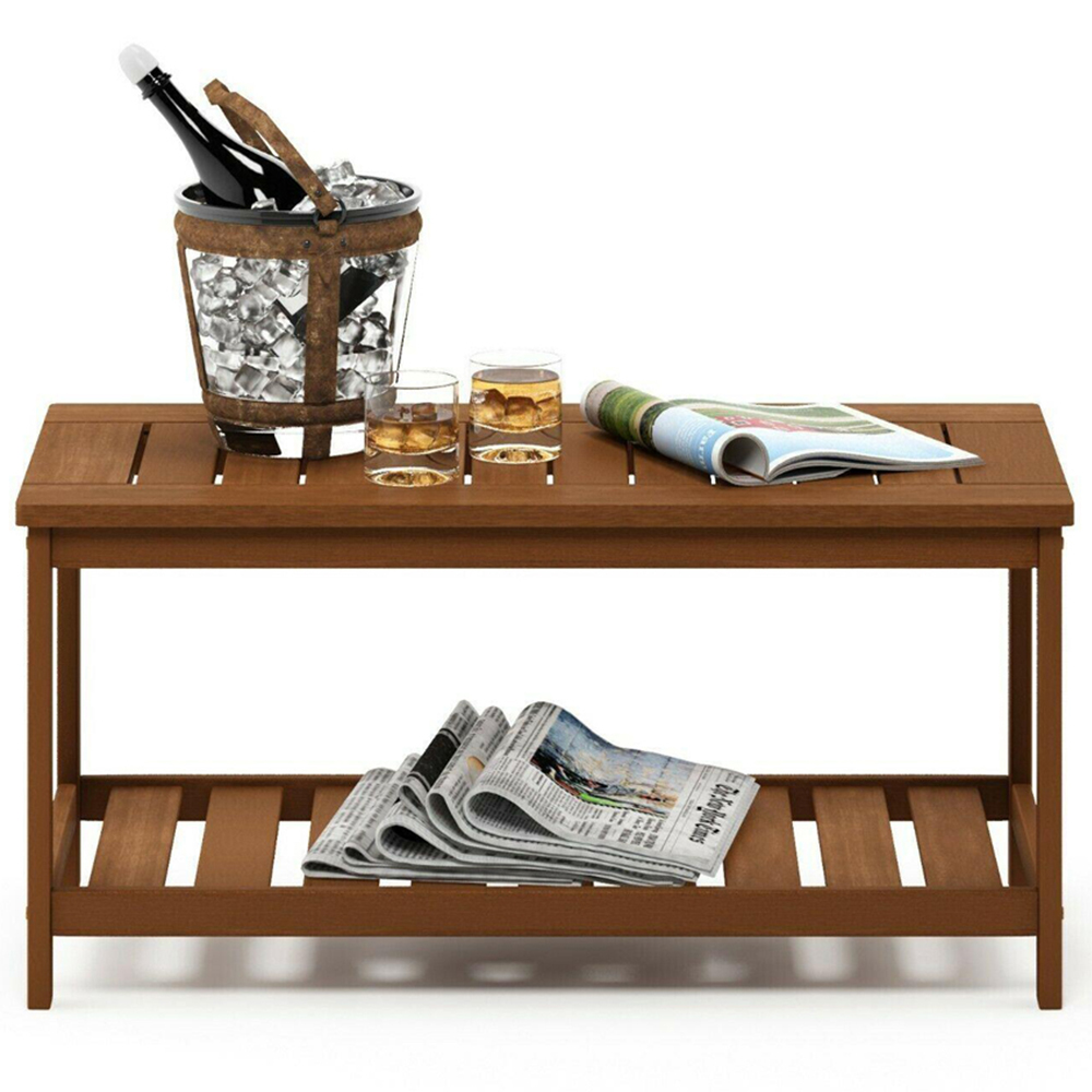 Walplus Tioman Single Shelf Natural Hardwood Coffee Table Image 5