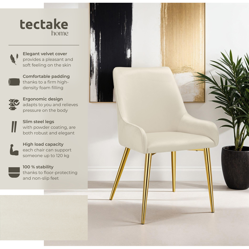 tectake Avane Set of 2 Beige Dining Chair Image 3