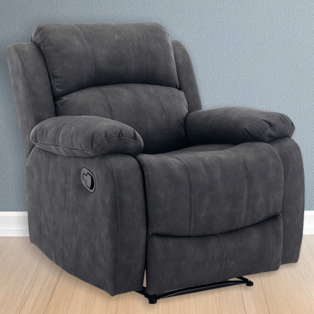 Furniture One Dark Grey Full Fabric Manual Recliner Armchair Image 1