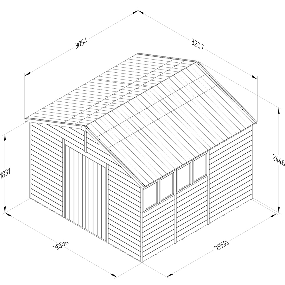 Forest Garden Timberdale 10 x 10ft 2 Opening Apex Shed Image 9