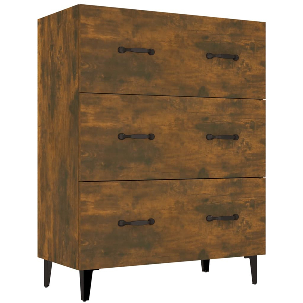 vidaXL 3 Drawer Smoked Oak Sideboard Image 2