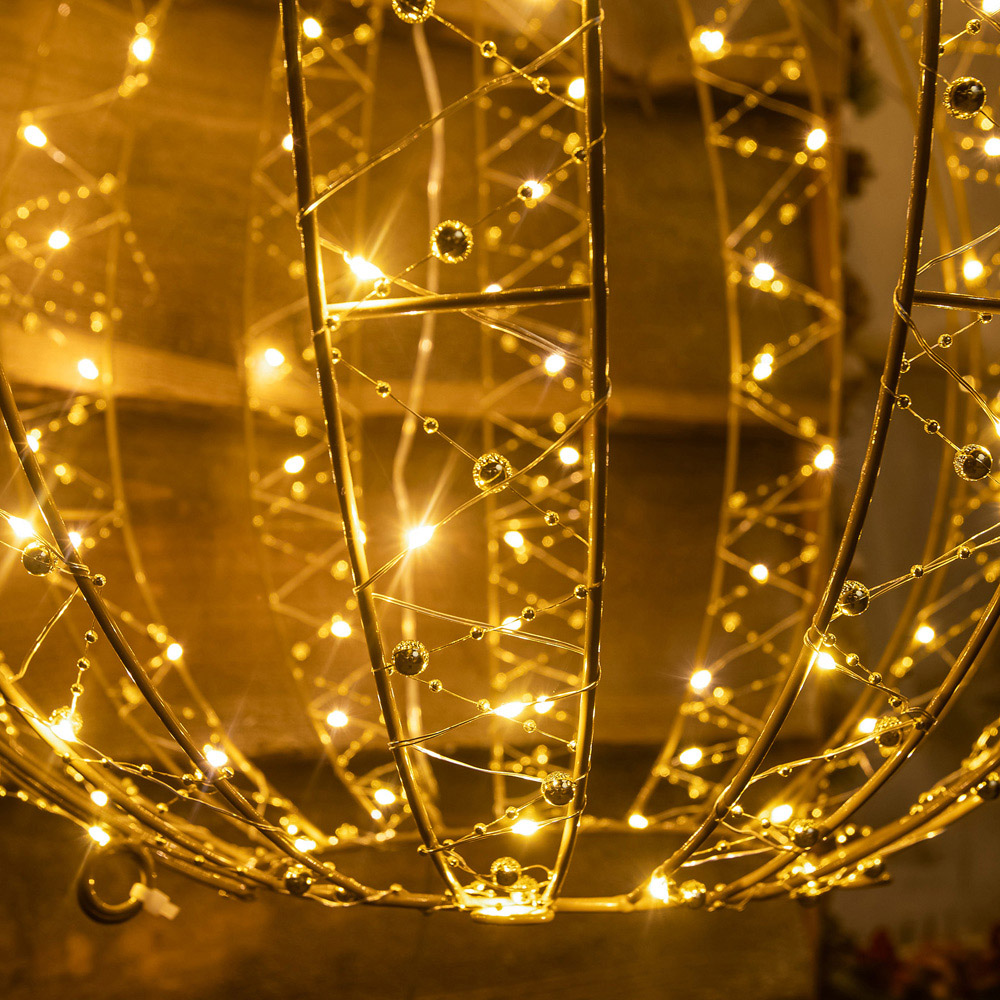 The Christmas Centre 360 Warm White LED Pre-Lit Gold Light-Up Ball 3 Piece Image 3