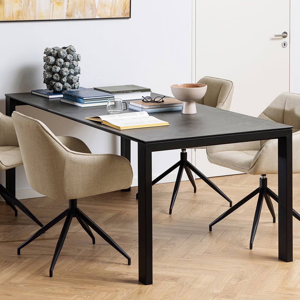 Florence Brentford Ceramic 6 Seater Dining Table Matt Black Image 1