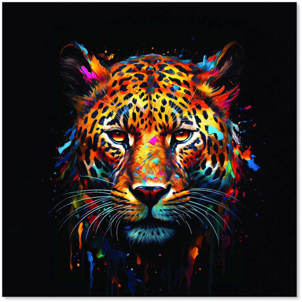 Warren Reed Designer Splashart Leopard Face Glass Kitchen Splashback 60 x 60cm Image 2