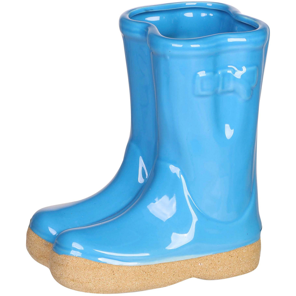 Dibor Bright Blue Double Wellington Planter 17cm Image 1