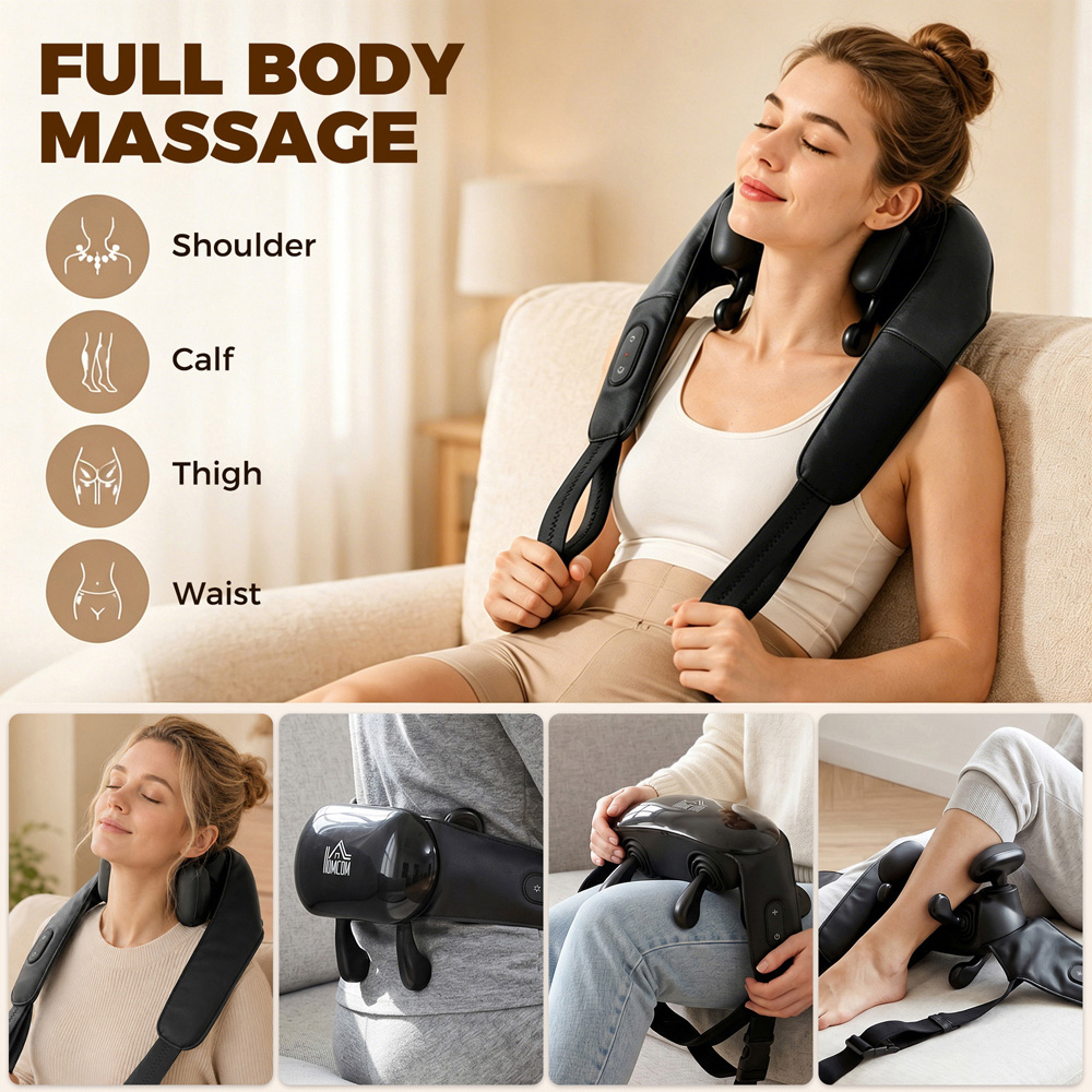 HOMCOM Heat and 4D Shiatsu Shoulder and Neck Cordless Massager Image 5